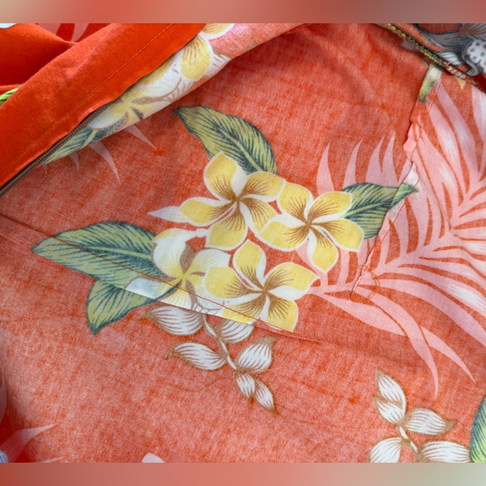 Vibrant Floral Orange Hawaiian MuuMuu Maxi Dress Size Large - Picture 7 of 11